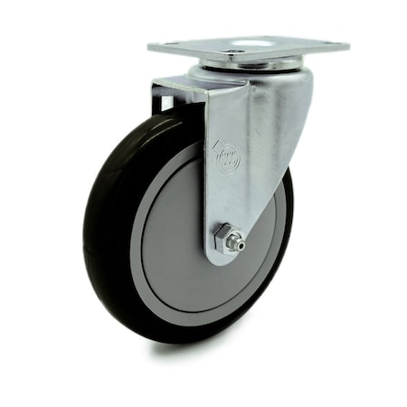 Service Caster 5 Inch Black Polyurethane Wheel Swivel Top Plate Caster SCC-20S514-PPUB-BLK-TP2